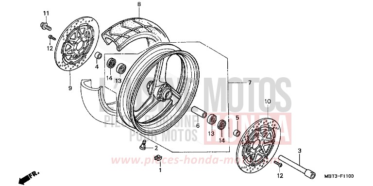 ROUE AVANT de Varadero CANDY GLORY RED-U (R101) 2000