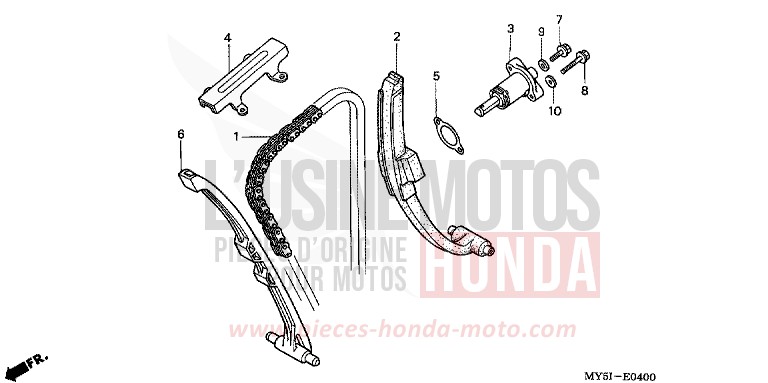 CHAINE A CAMES/TENDEUR de CB500F RICH RED METALLIC (R255) de 2002