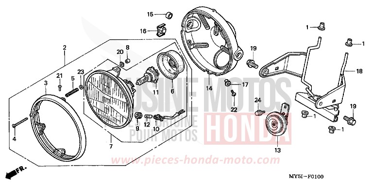 PROJECTEUR (CB500) de CB500F RICH RED METALLIC (R255) 2002