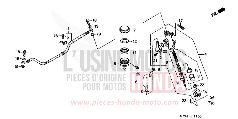 MAITRE-CYLINDRE FREIN AR. de CB500F RICH RED METALLIC (R255) de 2002