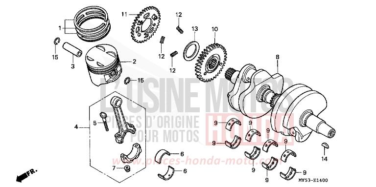 VILEBREQUIN/PISTON de CB500F NOIR (NH1) de 1994