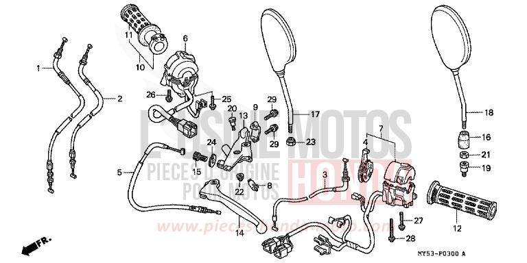 COMMUTATEUR/CABLE de CB500F NOIR (NH1) 1994