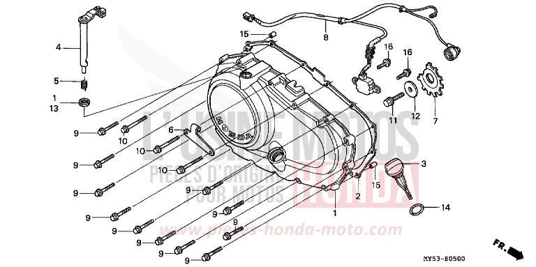 PANNEAU CARTER-MOTEUR D. de CB500F FIGHTING RED (R134) 1994