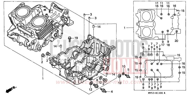 CARTER MOTEUR de CB500F FIGHTING RED (R134) de 1994
