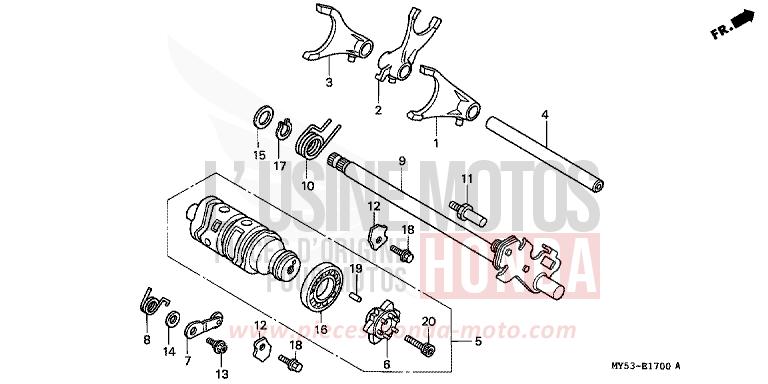 BARILLET DE SELECTION de CB500F FIGHTING RED (R134) 1994