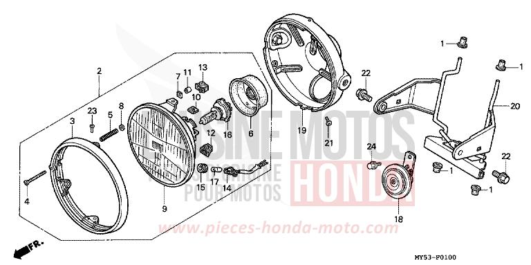 PROJECTEUR de CB500F FIGHTING RED (R134) 1994