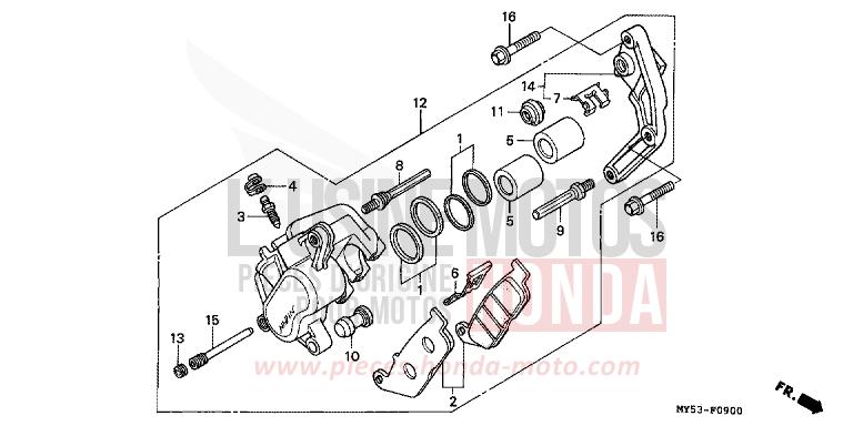 ETRIER DE FREIN AVANT de CB500F FIGHTING RED (R134) de 1994