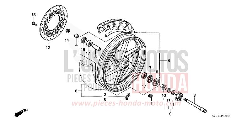 ROUE AVANT de CB500F FIGHTING RED (R134) 1994