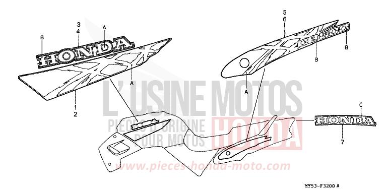 RAYURE de CB500F FIGHTING RED (R134) de 1994