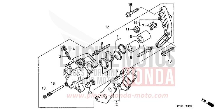 ETRIER DE FREIN AVANT (1) de CB500F PROCYON RED METALLIC (R203) de 1996