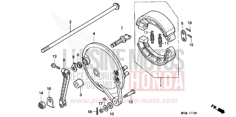 PANNEAU DE FREIN ARRIERE (1) de CB500F PROCYON RED METALLIC (R203) de 1996