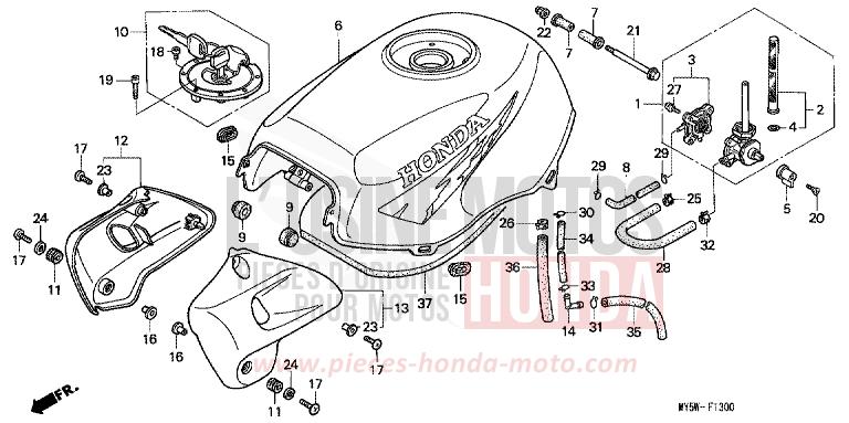 RESERVOIR A CARBURANT de CB500F PROCYON RED METALLIC (R203) 1996