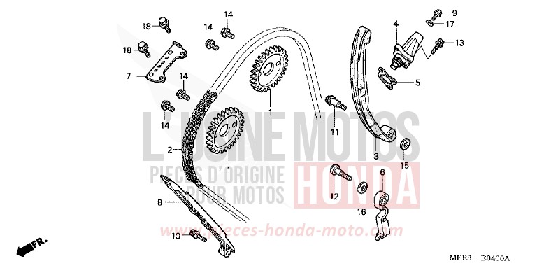 CHAINE A CAMES/TENDEUR de CBR600RR ITALIAN RED (R157) de 2003
