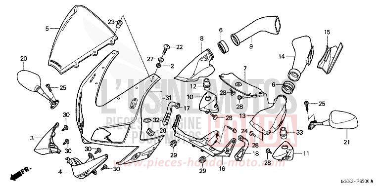 PANNEAU SUPERIEUR (CBR600RR3/4) de CBR600RR ITALIAN RED (R157) de 2003