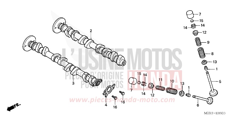 ARBRE A CAMES/SOUPAPE de CBR600RR PEARL FLASH YELLOW (Y163) de 2003