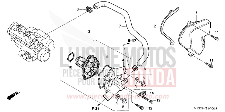 POMPE A EAU de CBR600RR PEARL FLASH YELLOW (Y163) de 2003