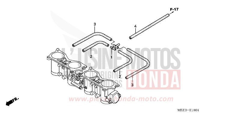 CORPS DE PAPILLON (TUBULURE) de CBR600RR PEARL FLASH YELLOW (Y163) 2003