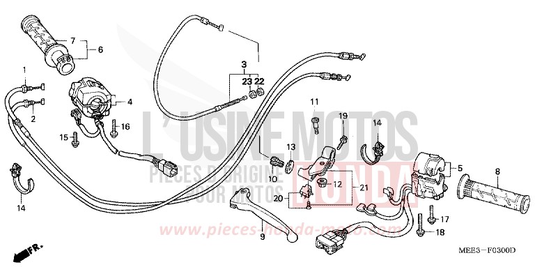 LEVIER DE GUIDON/COMMUTATEUR/CABLE de CBR600RR PEARL FLASH YELLOW (Y163) 2003