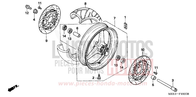 ROUE AVANT de CBR600RR PEARL FLASH YELLOW (Y163) 2003