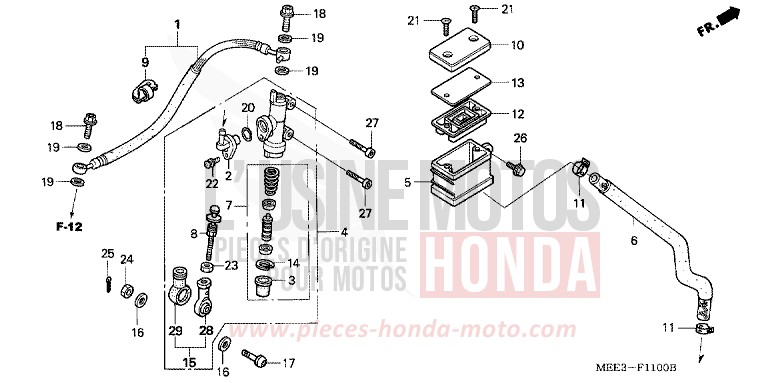 REAR BRAKE MASTERCYLINDER de CBR600RR PEARL FLASH YELLOW (Y163) de 2003