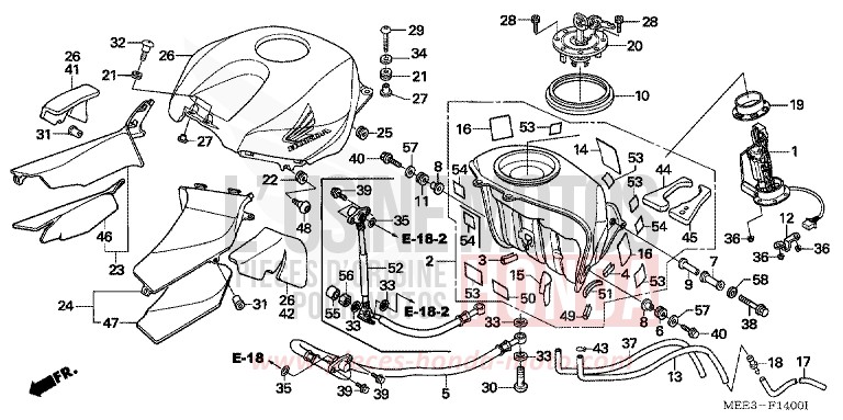 RESERVOIR A CARBURANT de CBR600RR PEARL FLASH YELLOW (Y163) de 2003