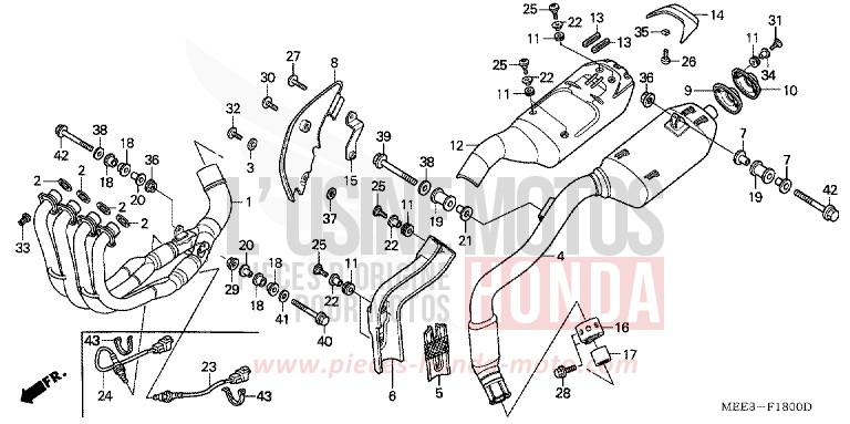 SILENCIEUX D'ECHAPPEMENT (CBR600RR3/4) de CBR600RR PEARL FLASH YELLOW (Y163) de 2003