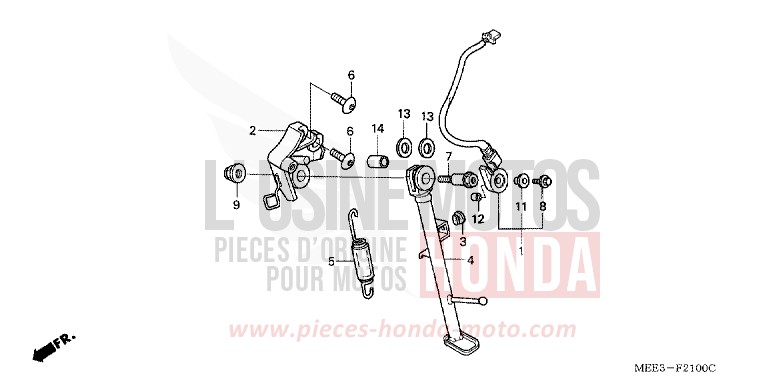 BEQUILLE de CBR600RR PEARL FLASH YELLOW (Y163) de 2003