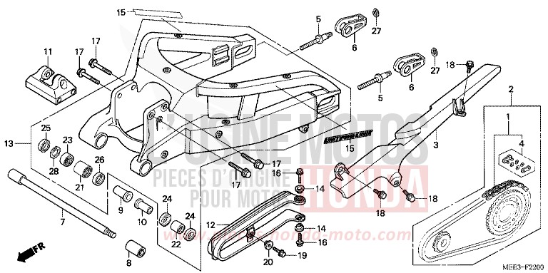 BRAS OSCILLANT (CBR600RR3/4) de CBR600RR PEARL FLASH YELLOW (Y163) 2003