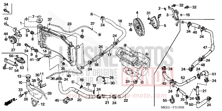 RADIATEUR de CBR600RR PEARL FLASH YELLOW (Y163) de 2003