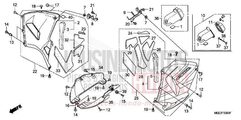 CAPOT INFERIEUR de CBR600RR PEARL FLASH YELLOW (Y163) 2003