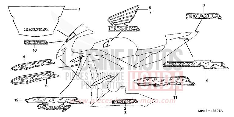 RAYURE (2) de CBR600RR PEARL FLASH YELLOW (Y163) de 2003