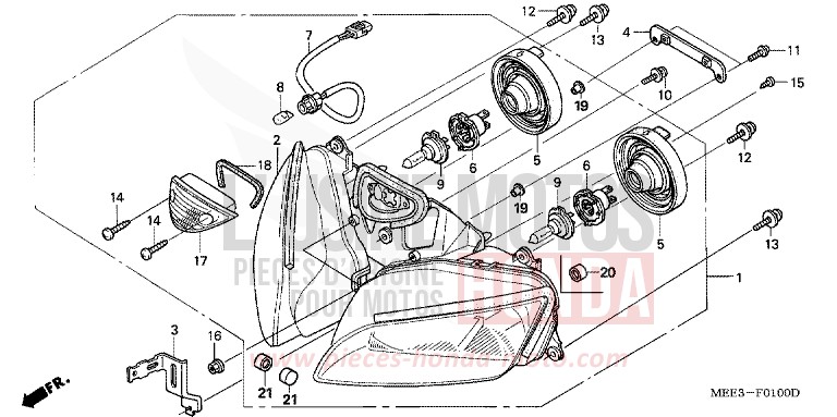 PROJECTEUR de CBR600RR NOIR (NH1) de 2004