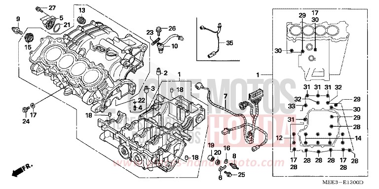 CARTER MOTEUR de CBR600RR CANDY TAHITIAN BLUE (PB215) de 2004