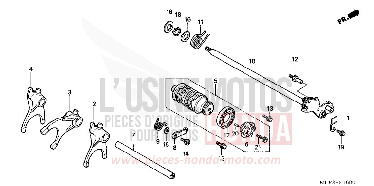 BARILLET DE SELECTION de CBR600RR CANDY TAHITIAN BLUE (PB215) de 2004
