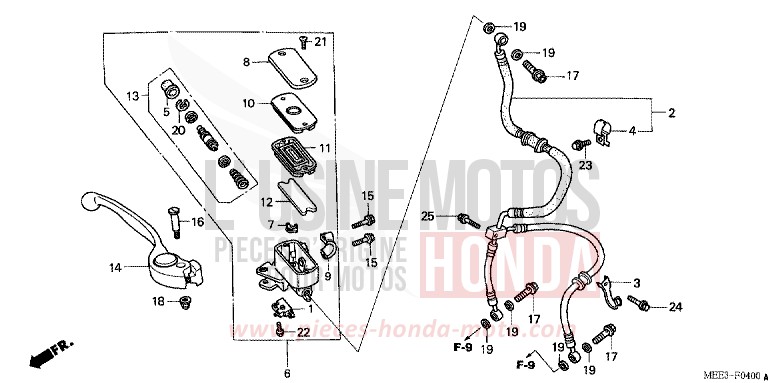 MAITRE-CYLINDRE FREIN AV. (CBR600RR3/4) de CBR600RR CANDY TAHITIAN BLUE (PB215) de 2004