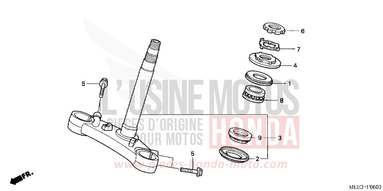 TIGE DE DIRECTION (CBR600RR3/4) de CBR600RR CANDY TAHITIAN BLUE (PB215) de 2004