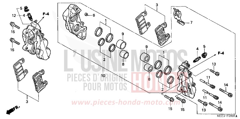 ETRIER DE FREIN AVANT (CBR600RR3/4) de CBR600RR CANDY TAHITIAN BLUE (PB215) de 2004