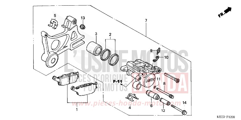 ETRIER DE FREIN ARRIERE de CBR600RR CANDY TAHITIAN BLUE (PB215) de 2004