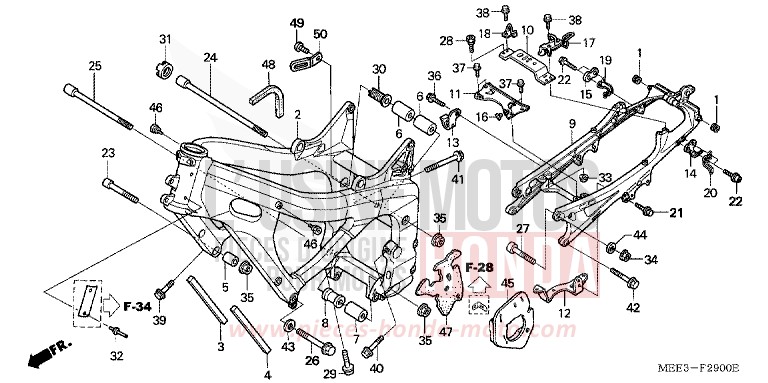 CARROSSERIE DE CHASSIS (CBR600RR3/4) de CBR600RR CANDY TAHITIAN BLUE (PB215) de 2004
