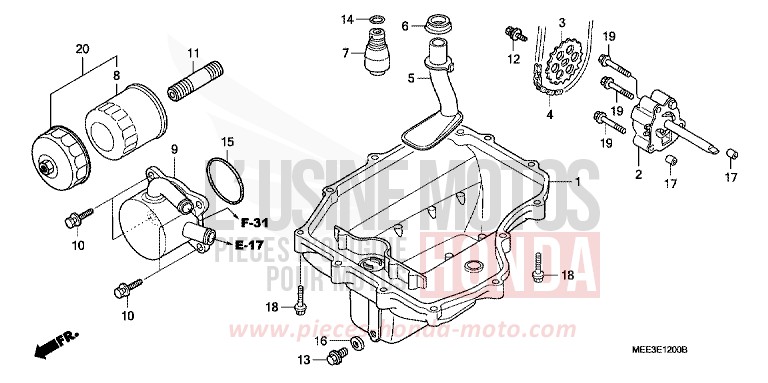 CARTER D'HUILE/POMPE A HUILE de CBR600RR ITALIAN RED (R157B) de 2004