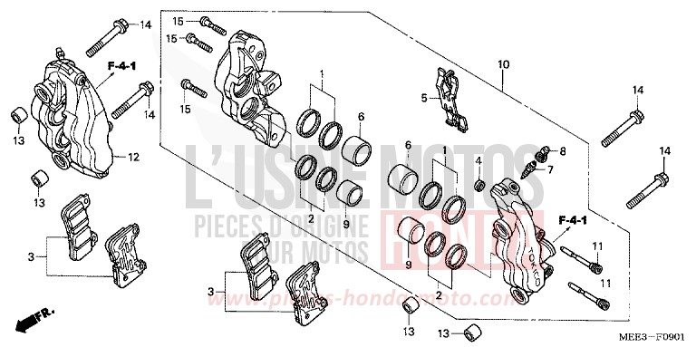 ETRIER DE FREIN AVANT (CBR600RR5/6) de CBR600RR NOIR (NH1) de 2005