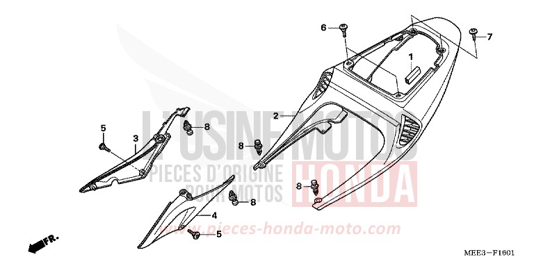 CAPOT ARRIERE (CBR600RR5/6) de CBR600RR NOIR (NH1) 2005