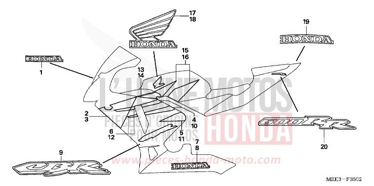 RAYURE (3) de CBR600RR ITALIAN RED (R157) de 2005