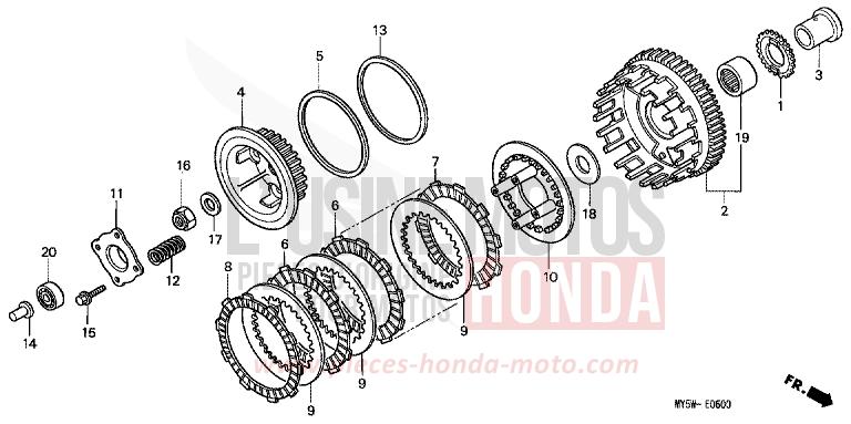 EMBRAYAGE de CB500F ACCURATE SILVER METALLIC (NH146D) de 1998