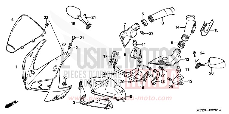PANNEAU SUPERIEUR (CBR600RR5/6) de CBR600RR GRAPHITE BLACK (NHB01E) de 2006