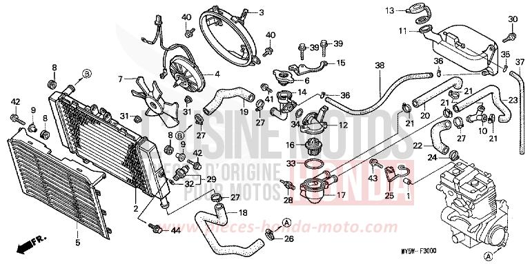 RADIATEUR de CB500F ACCURATE SILVER METALLIC (NH146D) 1998