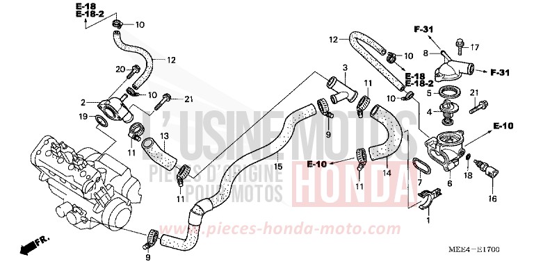 THERMOSTAT de CBR600RR ITALIAN RED (R157H) de 2006
