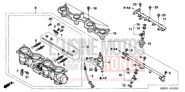 CORPS DE PAPILLON (CBR600RR5/6) de CBR600RR ITALIAN RED (R157H) 2006