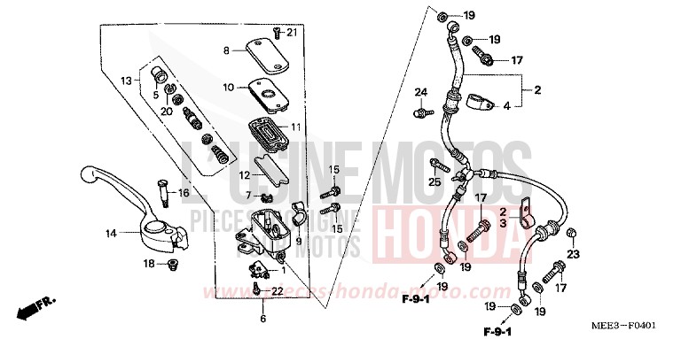 MAITRE-CYLINDRE FREIN AV. (CBR600RR5/6) de CBR600RR ITALIAN RED (R157H) 2006