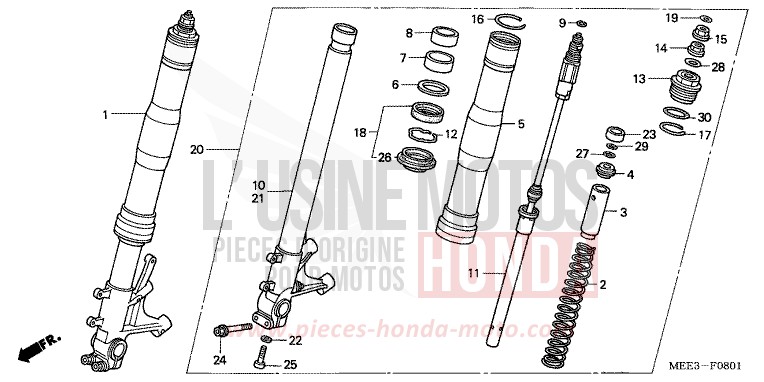 FOURCHETTE AVANT (CBR600RR5/6) de CBR600RR ITALIAN RED (R157H) 2006